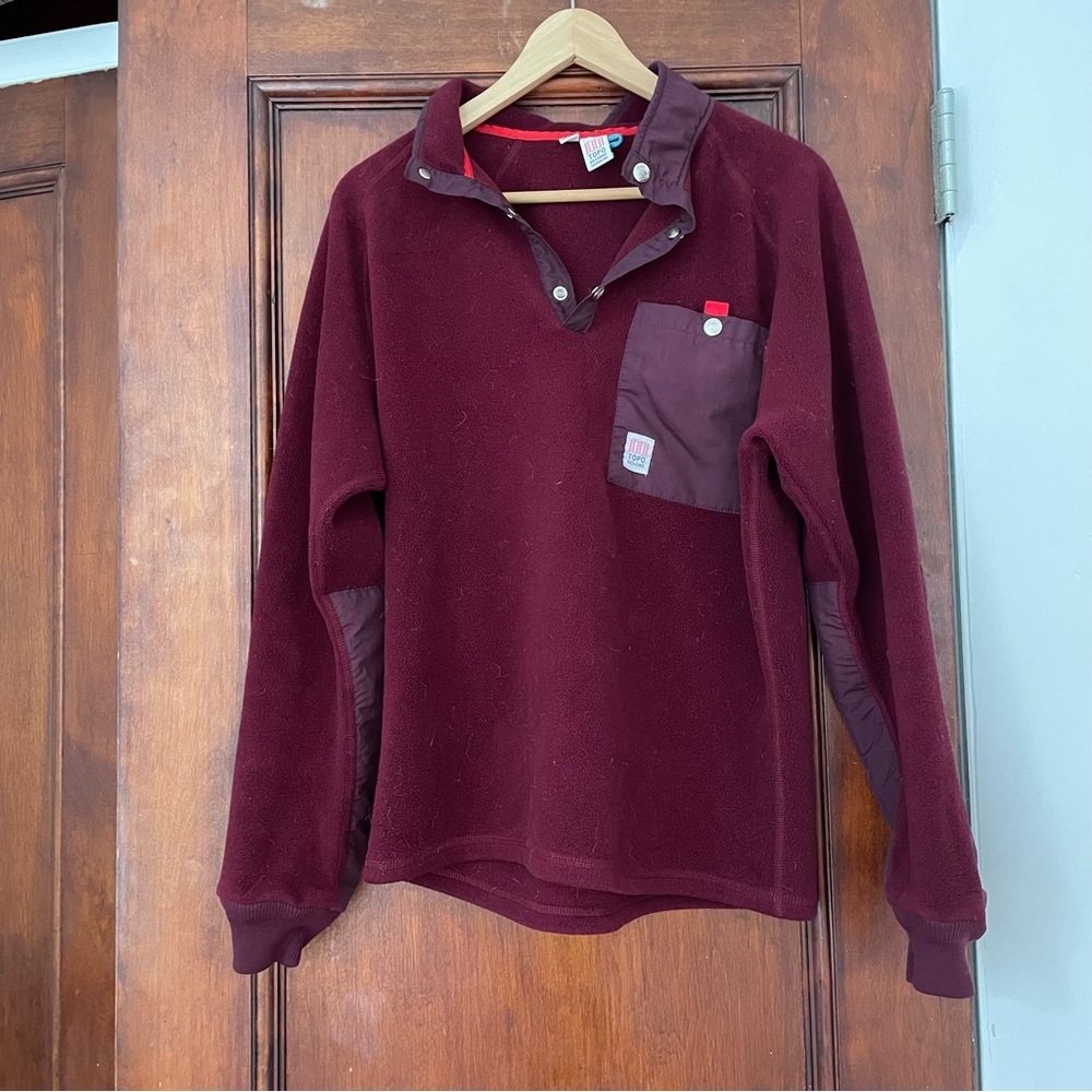 Topo Designs - Mountain Fleece Jacket - Size L - Maroon
